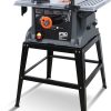 PROSTORMER Table Saw, 10 Inch 15A Multifunctional Saw with Stand 45º -90º Blade Angle and about 5000RPM No-Load Speed