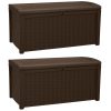 Keter Borneo 110 Gallon Rattan Resin Patio Storage Deck Box and Bench (2 Pack)