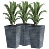 Outsunny Set of 3 Tall Planters, Outdoor & Indoor Flower Pot Set for Front Door, Entryway, Patio and Deck, Grey