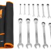 WEN 16-Piece Professional-Grade Ratcheting Metric Combination Wrench Set with Storage Pouch