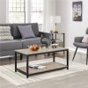 Alden Design Industrial Coffee Table with Storage Shelf, Rustic Gray