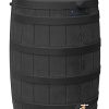 Good Ideas Rain Wizard 50 Gallon Plastic Rain Barrel Water Collector with Brass Spigot, Black