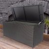 Seizeen Rattan Outdoor Storage Box, XL Wicker Deck Box & Cushion Storage Container, Waterproof Pool Box for Pool Accessories, 113 Gallon Patio Storage Box W/Inner Liner, Black