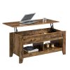 Yaheetech Lift Top Coffee Table w/Hidden Storage Compartment Open Shelf for Living Room,Rustic Brown