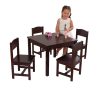 KidKraft Wooden Farmhouse Table & 4 Chair Set, Espresso