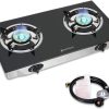 Camplux Propane Gas Cooktop Tempered Glass Double Burners Stove Auto Ignition LPG