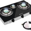 Camplux Propane Gas Stove with 21,600BTU, 3 Burners Propane Stove, Tempered Glass Camping Cooking Stove