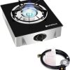 Camplux Propane Stove with Auto Ignition, Single Burner Propane Stoves 9,500 BTU, Tempered Glass Gas Cooktop