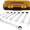 DEWALT Wrench Set, Combination Ratchet Wrench SAE, Direct Torque Technology, Lockable Case Included, 8 Piece (DWMT74733)