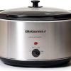 Elite Gourmet Stainless Steel Slow Cooker, Dishwasher-Safe with Tempered Glass Lid, Cool-Touch Handles, Removable Stoneware Pot, 8.5 Quart,MST-900V