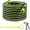 Grace Green Garden Hose,Hybrid 5/8 in.×100FT Water Hose With Zinc Alloy Nozzle, Both End Swivel, Heavy Duty, Light Weight, Flexible