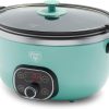 GreenLife Cook Duo Healthy Ceramic Nonstick Programmable 6 Quart Family-Sized Slow Cooker, Turquoise