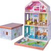 Milliard Nesting Dollhouse, Stack Mode (33x21x11.5in) & Store Mode (22x14x12in), Wooden Kids Dollhouse