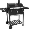 Royal Gourmet CD1824EN 24” Charcoal Grill Outdoor Smoker with Side Tables Backyard Griller Party BBQ Picnic Patio Cooking, Black