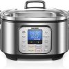 Slow Cooker, HOUSNAT 10 in 1 Programmable Cooker, 6Qt Stainless Steel, Rice Cooker, Yogurt Maker