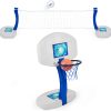 SwimWays 2-in-1 Pool Sport Combo Set - Volleyball Net & Outdoor Basketball Hoop For In- & Above Ground Pool, Outdoor Games for Adults and Family