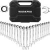 WORKPRO 22-Piece Ratcheting Combination Wrench Set, 72 Teeth, Combo Ratchet Wrenches Set with Organizer Box, Metric 6-18mm & SAE 1/4-3/4