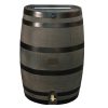 RTS Home Accents Polyethylene 50 Gallon Flat Back Brass Spigot Rain Barrel, Woodgrain with Black Stripes Color