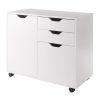 Winsome Wood Halifax 2-Section Mobile Filing Cabinet, White Finish