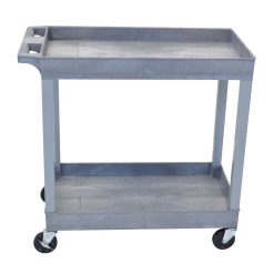 Luxor EC11-G Tub Storage Cart 2 Shelves - Gray , 32" x 18"
