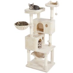 SmileMart 64.5"H Multi-level Cat Tree Tower with Condos and Perches, Beige