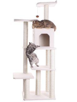 Armarkat 68-in real wood Cat Tree & Condo Scratching Post Tower, Ivory