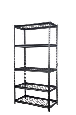 Pachira 36"W x 18"D x 72"H 5-Shelf Steel Shelving, Black