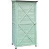 Hanover Outdoor Vertical Wood Storage Shed with Shelves | Backyard Utility Storage Unit for Organizing Garden Supplies, Patio Accessories & Tools | Green