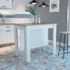 Boahaus Le Havre White Painted Kitchen Island, Wood Tabletop