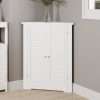 Lavish Home 3-Shelf Corner Storage Cabinet with Shutter Doors and Adjustable Shelves, White