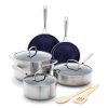 Blue Diamond HD Stainless Steel Clad Pro 10pc Cookware Set