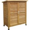 Hanover Outdoor 2 ft. 8in. x 3 ft. 2in. Wooden Storage Shed for Tools, Equipment, Garden Supplies, with Shelf, Waterproof Roof - HANWS0106-NAT