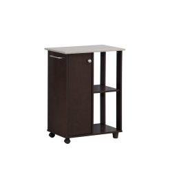 Hodedah 23.6" Wide Open Shelves and Cabinet Space Kitchen Cart, Chocolate-Grey