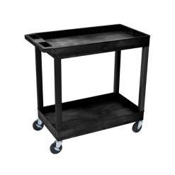 Luxor EC11-B 32" x 18" 2-Tub Shelf Black Utility Cart