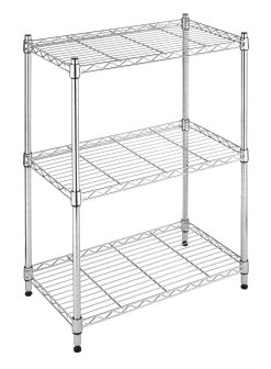 Whitmor Supreme Adjustable 23.15"W x 13.11"D x 29.9"H 3-Shelf Freestanding Shelves, Chrome