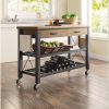 Whalen Santa Fe Kitchen Cart with Metal Shelves and TV Stand Feature