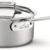 All-Clad D5 5-Ply Stainless Steel Sauce Pan with Lid 3 Quart Induction Oven Broil Safe 600F Pots and Pans, Cookware