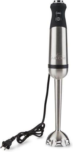 All-Clad Electrics Stainless Steel Immersion Blender 2 Piece Turbo Function 600 Watts Detachable