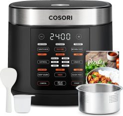 COSORI Rice Cooker Large Maker 10 Cup Uncooked 18 Functions, Japanese Style Fuzzy Logic Micom Technology, Olla Arrocera Electrica,Black