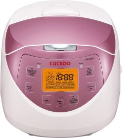 CUCKOO CR-0631F, 6-Cup (Uncooked) Micom Rice Cooker, 8 Menu Options White Rice, Brown Rice & More, Nonstick Inner Pot, Made in Korea, White Pink