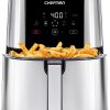 Chefman TurboFry Touch Air Fryer, Large 5-Quart Family Size, One Touch Digital Control Presets, Stainless Steel