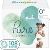 Diapers Size 6, 108 Count - Pampers Pure Protection Disposable Baby Diapers, Hypoallergenic and Unscented Protection