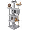 Easyfashion 61.5 inch Tall Cat Tree Tower Condo, Light Gray