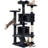 Easyfashion Cat Tree Condo Tower with Scratching Post fot Kittens, Brown, 54