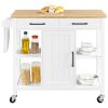 Easyfashion Mobile Kitchen Island Kitchen Cart on Lockable Wheels With Storage, White