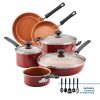 Farberware Easy Clean Pro Aluminum Nonstick Cookware Pots and Pans Set, 14-Piece, Red