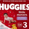 Huggies Little Movers Baby Diapers, Size 3 (16-28 lbs), 156 Ct