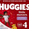 Huggies Little Movers Baby Diapers, Size 4 (22-37 lbs), 140 Ct- 70 Count(Pack of 2)