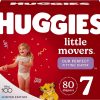 Huggies Little Movers Baby Diapers, Size 7 (41+ lbs), 80 Ct