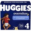 Huggies Overnites Nighttime Baby Diapers, Size 4 (22-37 lbs), 116 Ct